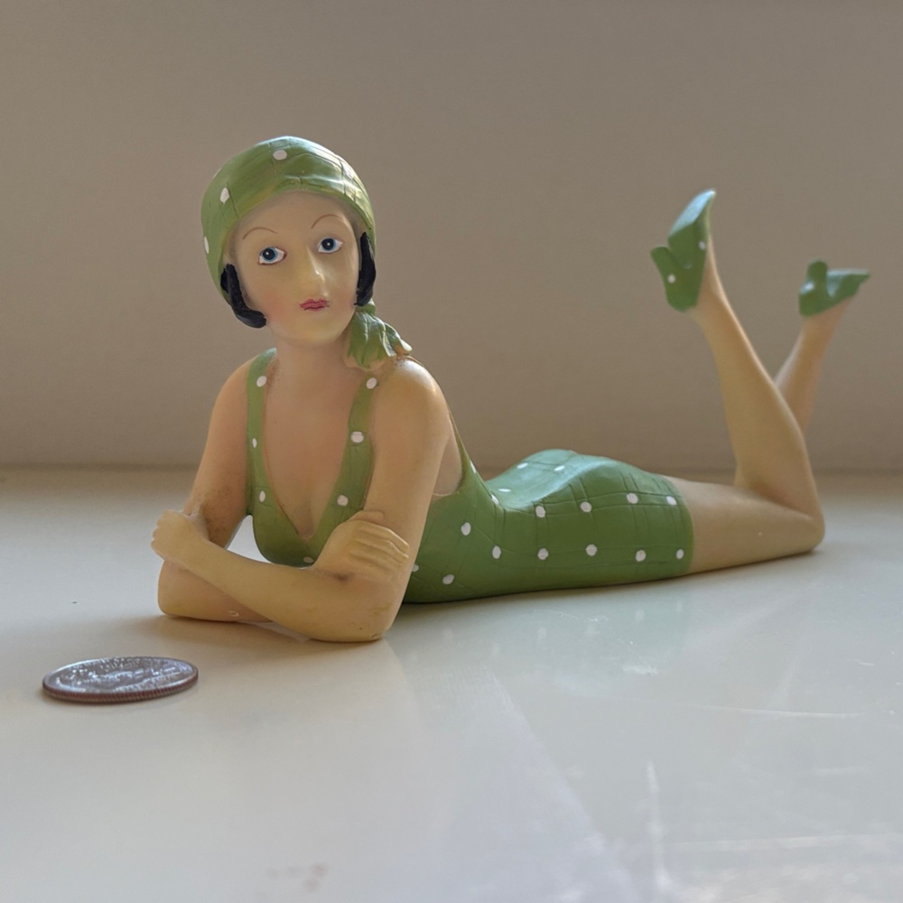 Vintage Style Green Polka Dot Figurine